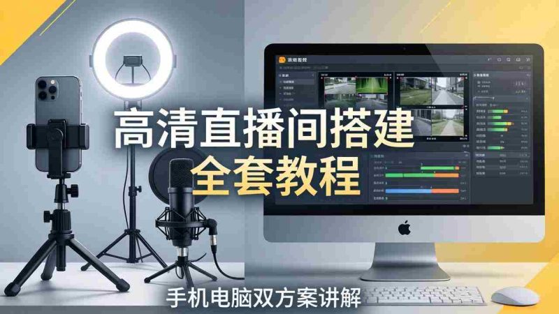 (18104期)高清直播间搭建全套教程,手机电脑双方案讲解,设备选型调试多机位实操教学-中薪网