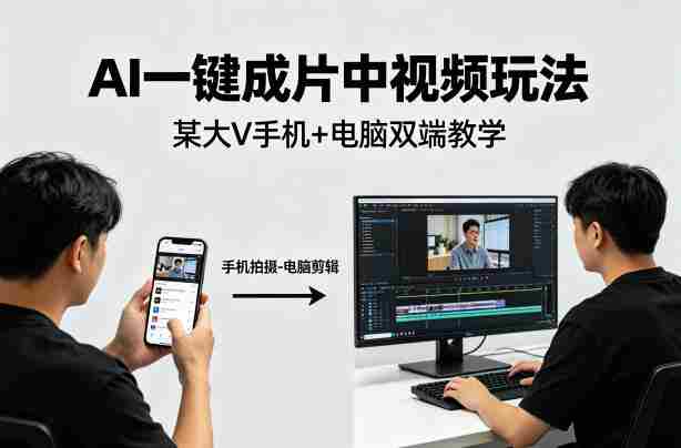AI一键成片中视频玩法,某大V中视频教学(手机+电脑)-中薪网