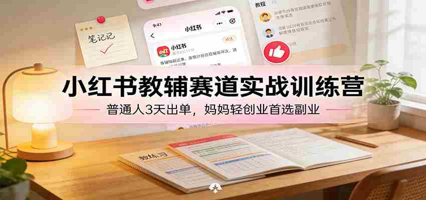 小红书教辅赛道实战训练营：普通人3天出单，宝妈轻创业首选副业-中薪网