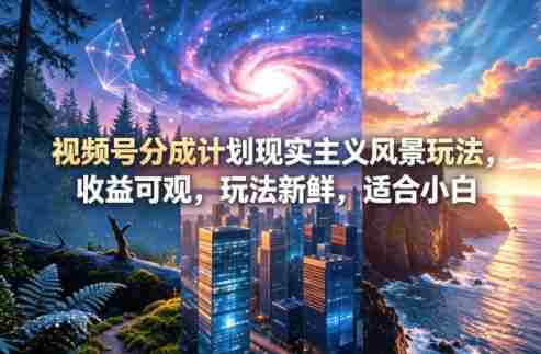 视频号分成计划现实主义风景玩法，收益可观，玩法新鲜，适合小白-中薪网