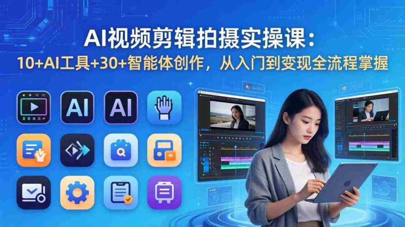 (17818期)AI 视频剪辑拍摄实操课:10+AI工具+30+智能体创作,从入门到变现全流程掌握-中薪网