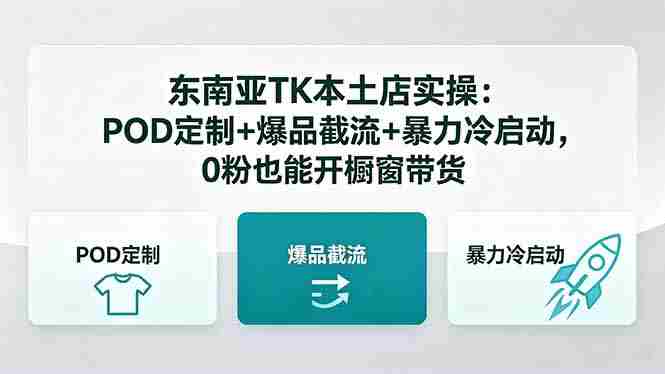 （18488期）东南亚TK本土店实操-5月更新：POD定制+爆品截流+暴力冷启动，0粉也能开橱窗带货-中薪网