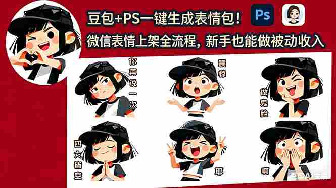 (18402期)豆包+PS一键生成表情包!微信表情上架全流程,新手也能做被动收入-中薪网