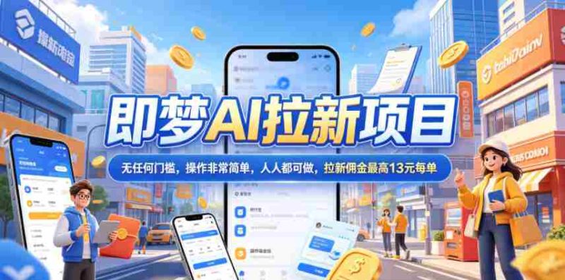 2026年即梦AI拉新项目最新玩法,无任何门槛,操作非常简单,人人都可做,拉新佣金最高13元每单-中薪网