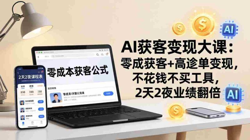 (17735期)AI获客变现大课:零成本获客+高客单变现,不花钱不买工具,2天2夜业绩翻倍-中薪网