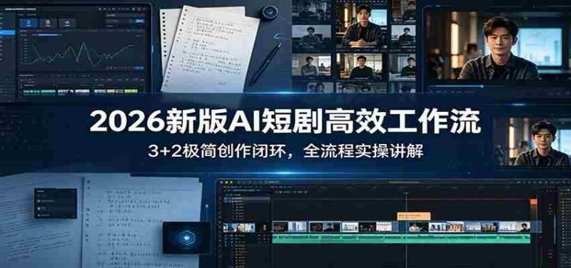 2026新版AI短剧高效工作流:3+2极简创作闭环,全流程实操讲解-中薪网