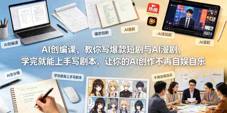 AI创编课，教你写爆款短剧与AI漫剧，学完就能上手写剧本，让你的AI创作不再自娱自乐-中薪网