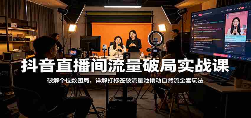抖音直播间流量破局实战课：破解个位数困局，详解打标签破流量池撬动自然流全套玩法-中薪网