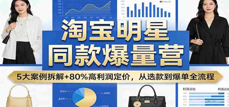 淘宝明星同款爆量营:5大案例拆解+80%高利润定价,从选款到爆单全流程-中薪网