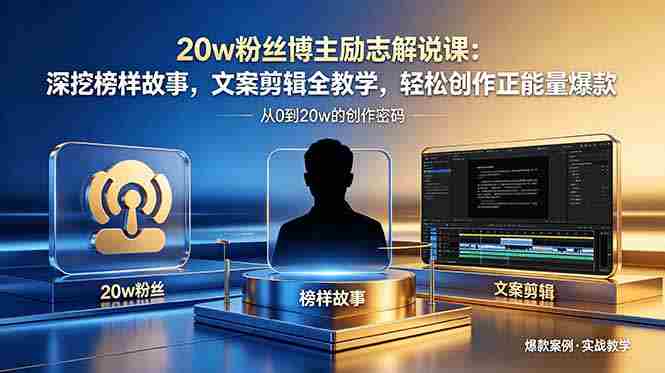 (18648期)20w粉丝博主励志解说课:深挖榜样故事,文案剪辑全教学,轻松创作正能量爆款-中薪网