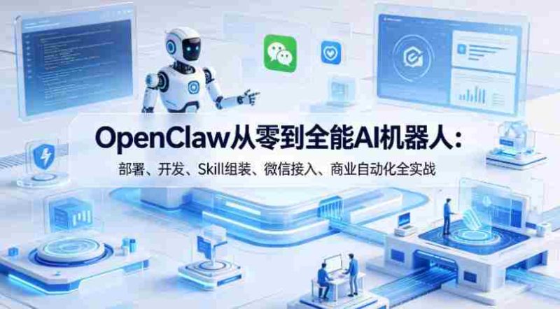 OpenClaw从零到全能AI机器人:部署、开发、Skill组装、微信接入、商业自动化全实战-中薪网
