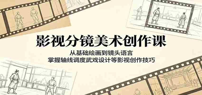 影视分镜美术创作课：从基础绘画到镜头语言，掌握轴线调度武戏设计等影视创作技巧-中薪网