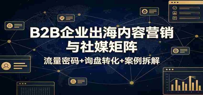 B2B企业出海内容营销与社媒矩阵:流量密码+询盘转化+案例拆解-中薪网