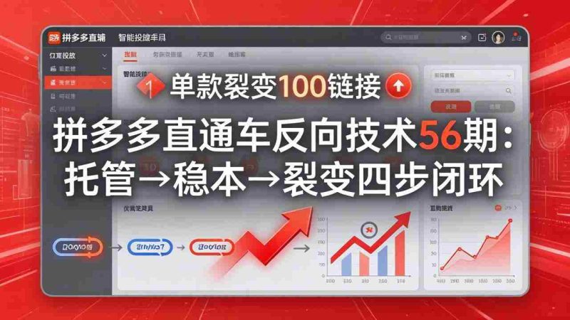 (17737期)拼多多直通车反向技术56期:托管→稳本→裂变四步闭环,单款裂变100链接抢占核心流量-中薪网