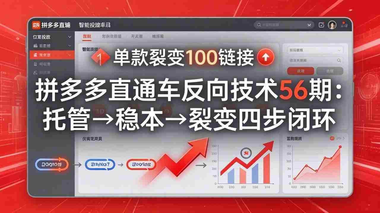 （17737期）拼多多直通车反向技术56期：托管→稳本→裂变四步闭环，单款裂变100链接抢占核心流量-中薪网
