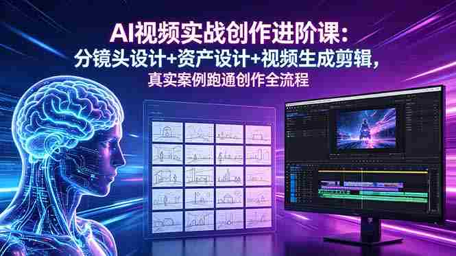 (18596期)AI视频实战创作进阶课:分镜头设计+资产设计+视频生成剪辑,真实案例跑通创作全流程-中薪网