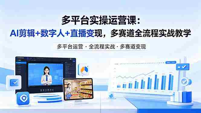 （18257期）某团队多平台实操运营课-更新26年4月29：AI剪辑+数字人+直播变现，多赛道全流程实战教学-中薪网