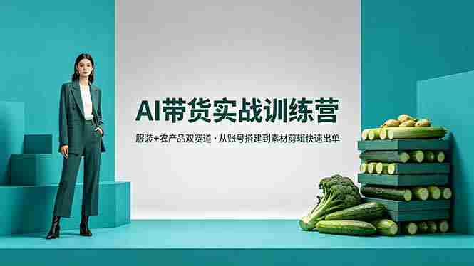 （18355期）AI带货实战训练营，服装+农产品双赛道，从账号搭建到素材剪辑快速出单-中薪网