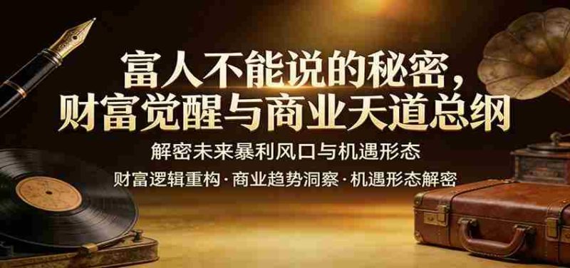 富人不能说的秘密,财富觉醒与商业天道总纲,解密未来暴利风口与机遇形态-中薪网