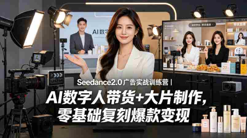 Seedance2.0广告实战训练营｜AI数字人带货+大片制作，零基础复刻爆款变现-中薪网