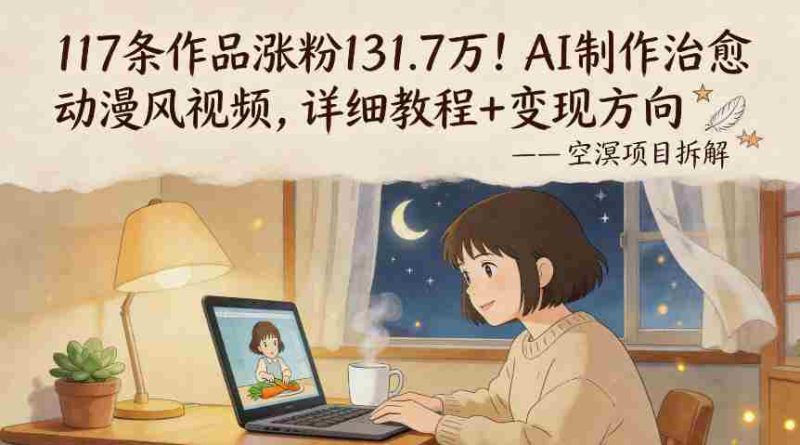 117条作品涨粉131.7W！AI制作治愈动漫风视频，详细教程+变现方向-中薪网