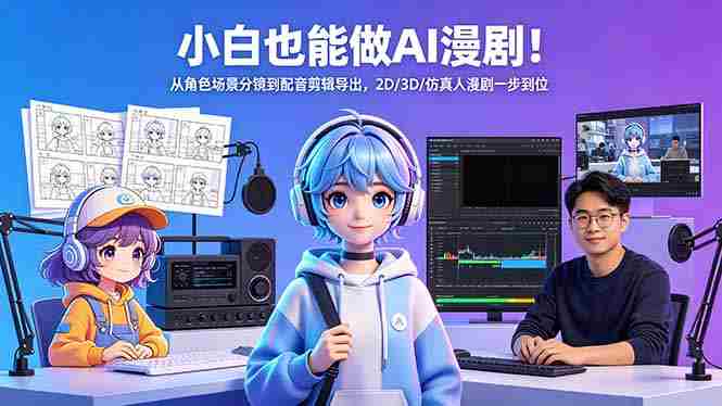 (18343期)小白也能做AI漫剧!从角色场景分镜到配音剪辑导出,2D/3D/仿真人漫剧一步到位-中薪网