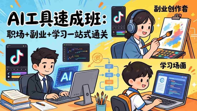 (17650期)AI工具速成班:职场+副业+学习一站式通关,20+爆款类型+剪映技巧+抖音算法,0基础快速上手-中薪网