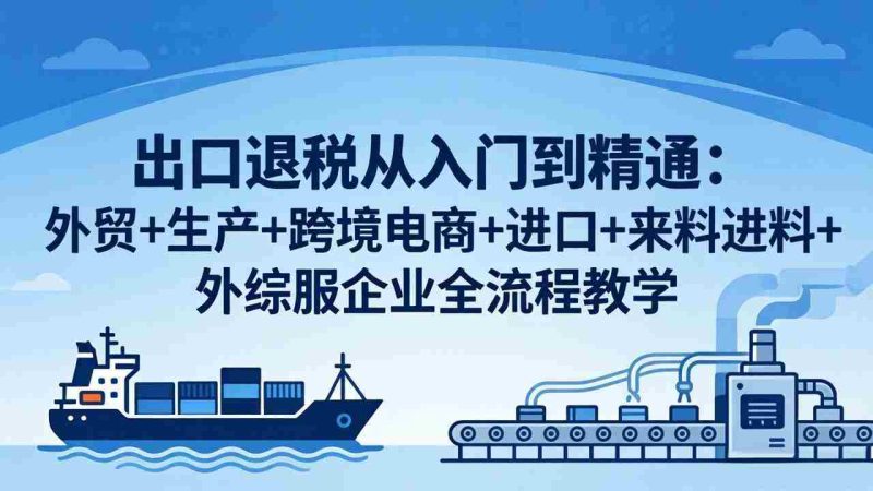 (18065期)出口退税从入门到精通:外贸+生产+跨境电商+进口+来料进料+外综服企业全流程教学-中薪网