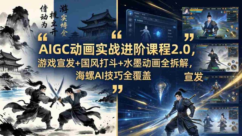 (18235期)AIGC动画实战进阶课程2.0,游戏宣发+国风打斗+水墨动画全拆解,海螺AI技巧全覆盖-中薪网