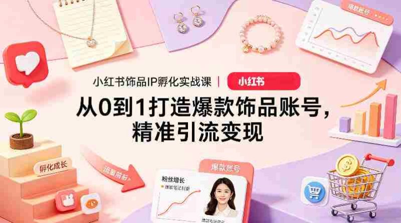 小红书饰品IP孵化实战课|从0到1打造爆款饰品账号,精准引流变现-中薪网
