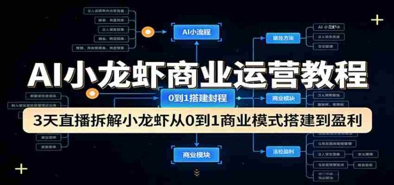 AI小龙虾商业运营教程：3天直播拆解小龙虾从0到1商业模式搭建到盈利-中薪网