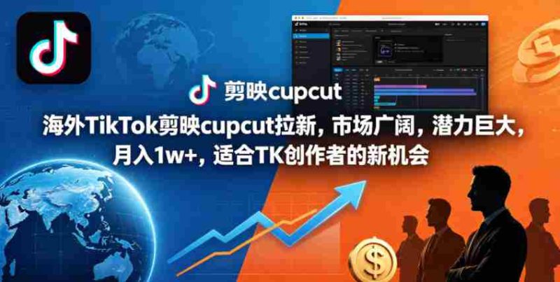 海外TikTok剪映cupcut拉新,市场广阔,潜力巨大,月入1w+,适合TK创作者的新机会-中薪网