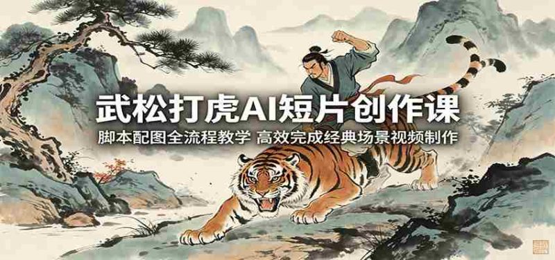 武松打虎AI短片创作课:脚本配图全流程教学,高效完成经典场景视频制作-中薪网