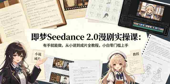 即梦Seedance 2.0漫剧实操课:有手就能做,从小说到成片全教程,小白零门槛上手-中薪网