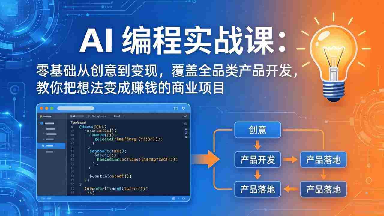 （17780期）AI编程实战课-第三期：零基础从创意到变现，覆盖全品类产品开发，把想法变成赚钱的商业项目-中薪网