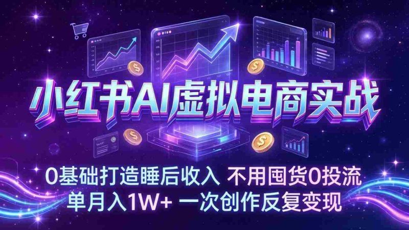 (17607期)小红书AI虚拟电商实战:0基础打造睡后收入,不用囤货0投流,单月入1W+,一次创作反复变现-中薪网
