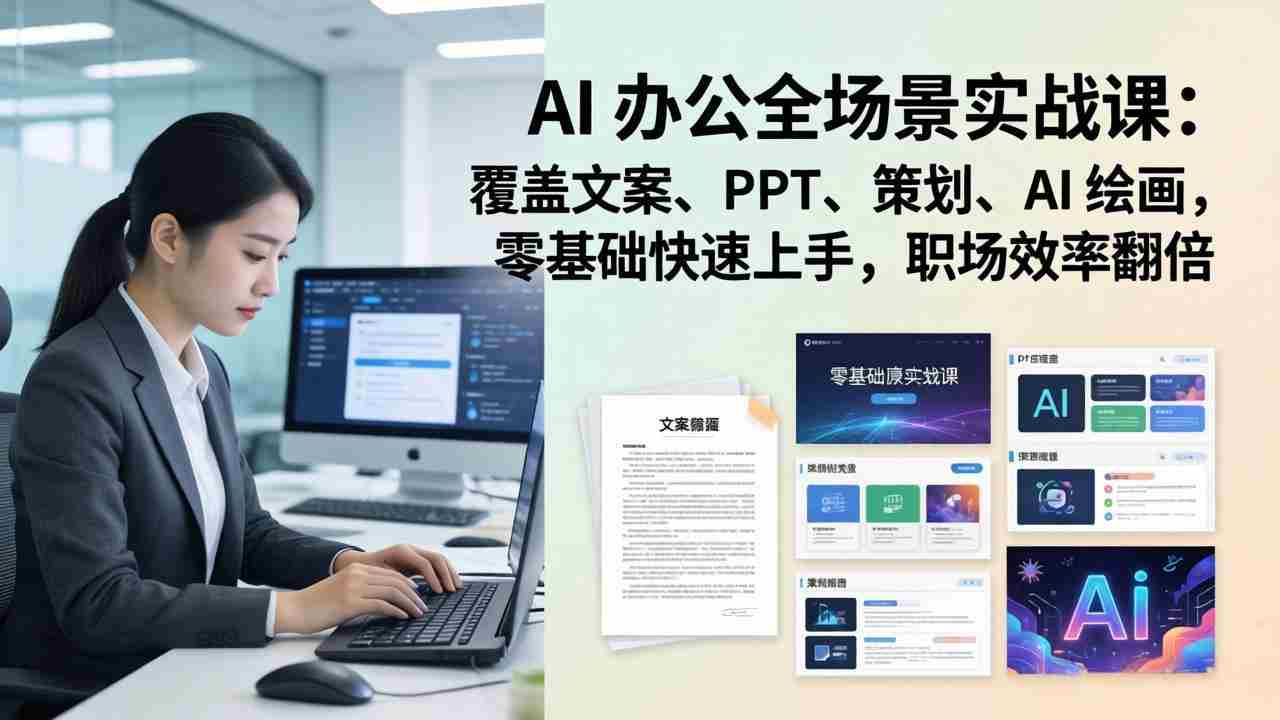 （17732期） AI 办公全场景实战课：覆盖文案、PPT、策划、AI 绘画，零基础快速上手，职场效率翻倍-中薪网