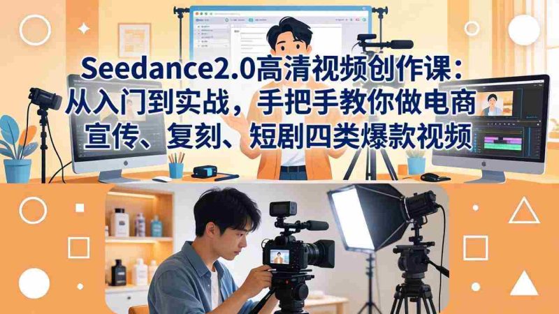 (18019期)Seedance2.0高清视频创作课:从入门到实战,手把手教你做电商、宣传、复刻、短剧四类爆款视频-中薪网