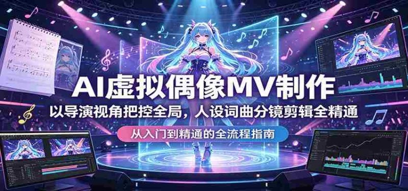 AI虚拟偶像MV制作:以导演视角把控全局,人设词曲分镜剪辑全精通-中薪网