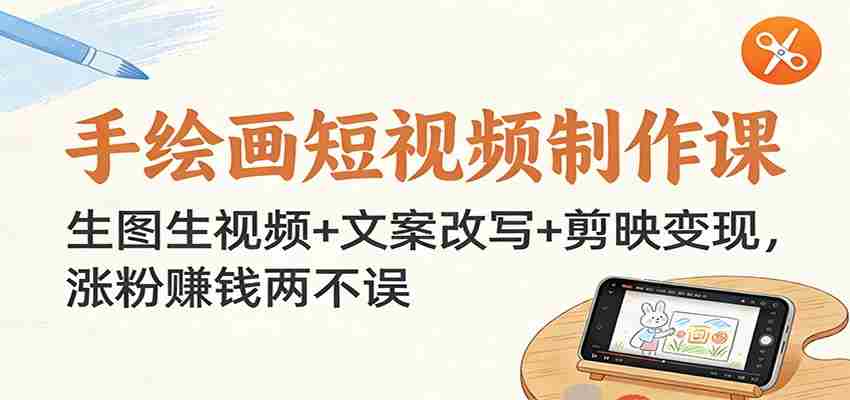 手绘画短视频制作课：生图生视频+文案改写+剪映变现，涨粉赚钱两不误-中薪网