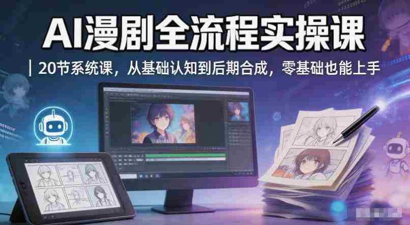 AI漫剧全流程实操课|20节系统课,从基础认知到后期合成,零基础也能上手-中薪网