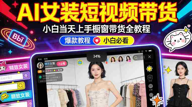 AI女装短视频橱窗带货:小白零门槛当天上手,高佣金爆款轻松賺!-中薪网