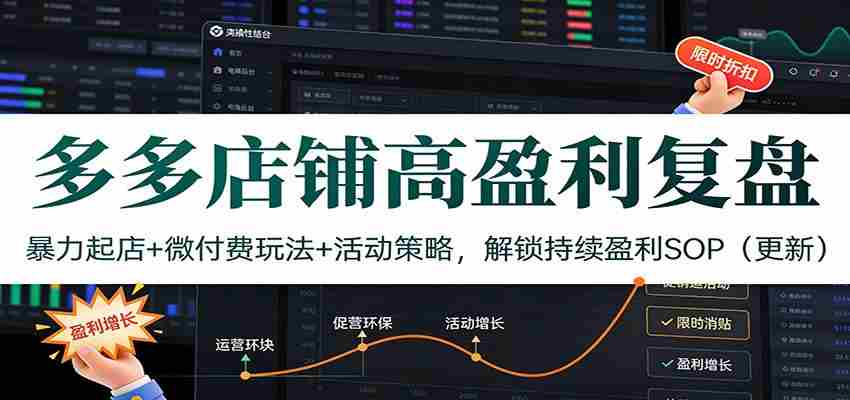多多店铺高盈利复盘：暴力起店+微付费玩法+活动策略，解锁持续盈利SOP（更新）-中薪网