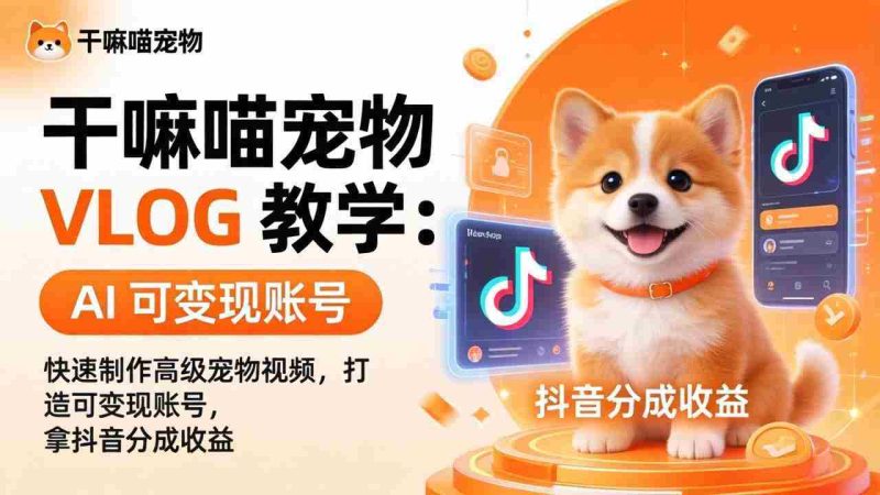 (17888期)干嘛喵宠物 VLOG 教学:AI 快速制作高级宠物视频,打造可变现账号,拿抖音分成收益-中薪网