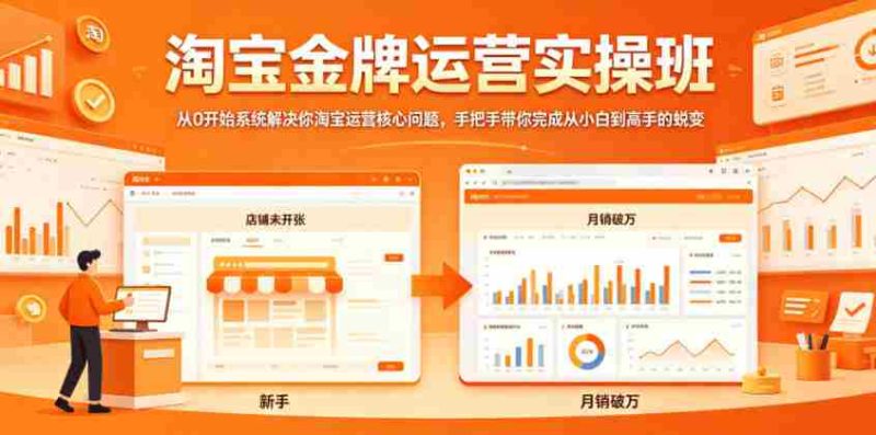 淘宝金牌运营实操班,从0开始系统解决你淘宝运营核心问题,手把手带你完成从小白到高手的蜕变-中薪网