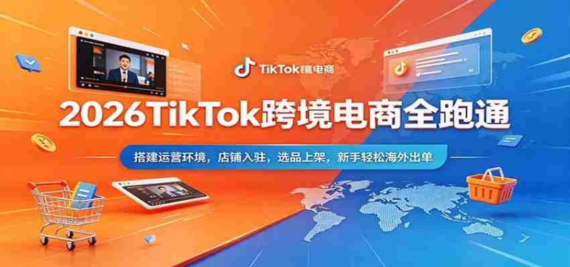 2026TikTok跨境电商全跑通:搭建运营环境,店铺入驻,选品上架,新手轻松海外出单-中薪网
