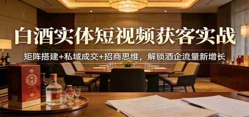 白酒实体短视频获客实战：矩阵搭建+私域成交+招商思维，解锁酒企流量新增长-中薪网