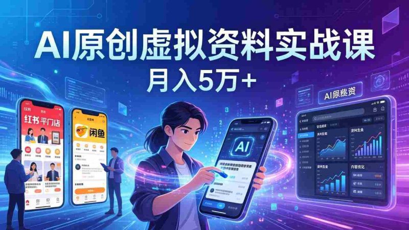 (17657期)AI原创虚拟资料实战课:2026新机会,小红书闲鱼开店,普通人用AI轻松变现,月入5万+-中薪网