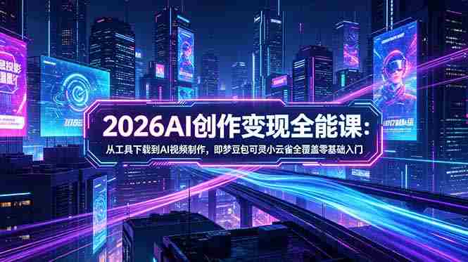 (18553期)2026AI创作变现全能课-更新5月:从工具下载到AI视频制作,即梦豆包可灵小云雀全覆盖零基础入门-中薪网