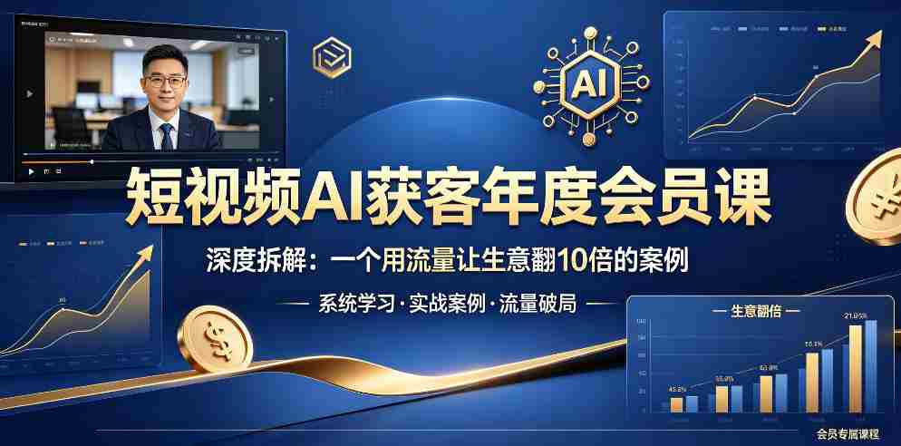 短视频AI获客年度会员课，深度拆解，一个用流量让生意翻10倍的案例-中薪网